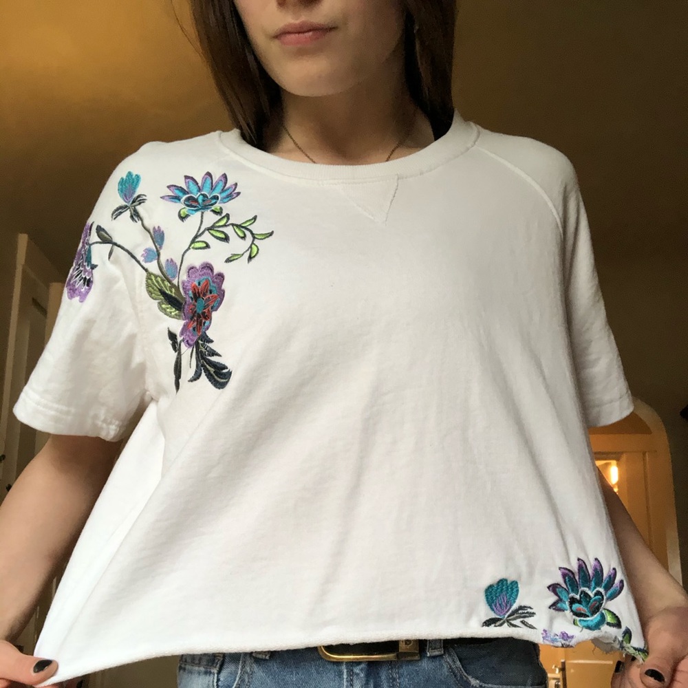 Vintage floral embroidery shirt